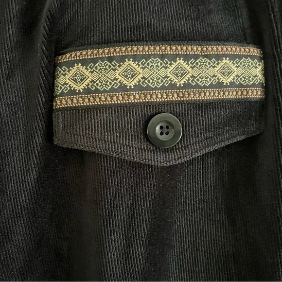 Celestial Blue Black Corduroy Ribbon Detail High Rise Loose Leg Pant Women’s Med - Picture 9 of 12